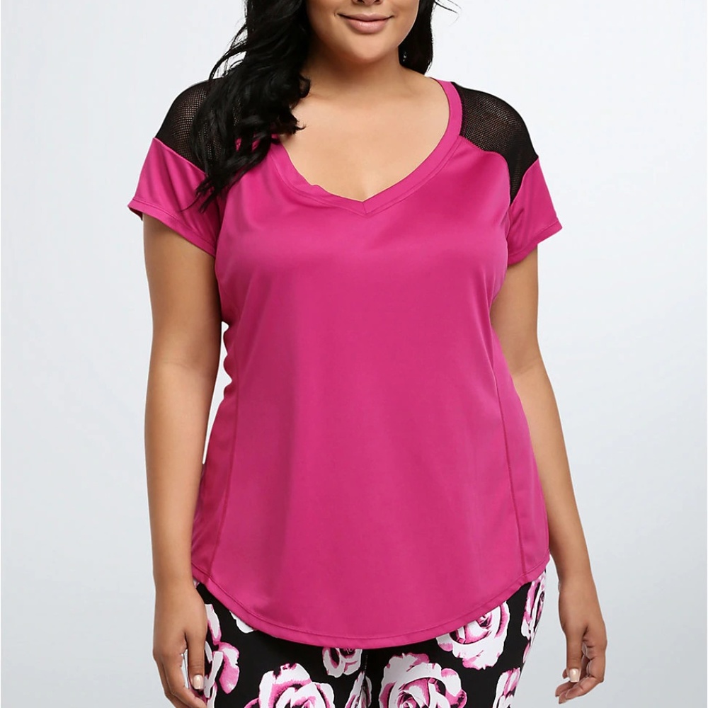 Torrid 1X 3X  Top Shirt Pink Active Mesh Inset